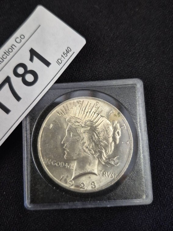 1923 Peace Silver Dollar Coin in Holder