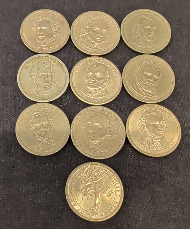 10 U.S. Presidential $1 Coins