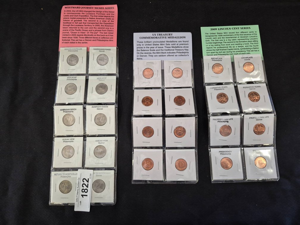 US Nickel, Treasury Medallion, Lincoln Cent Sets