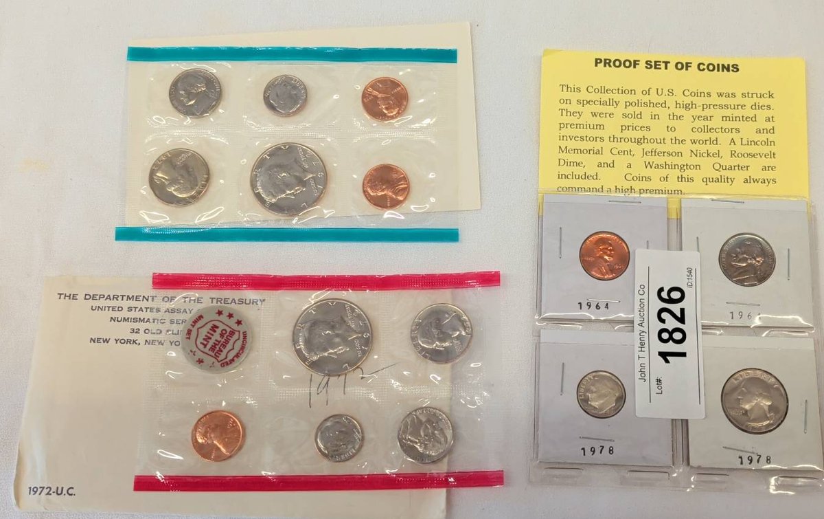 U.S. Proof and Mint Coin Sets 1964, 1972, 1978