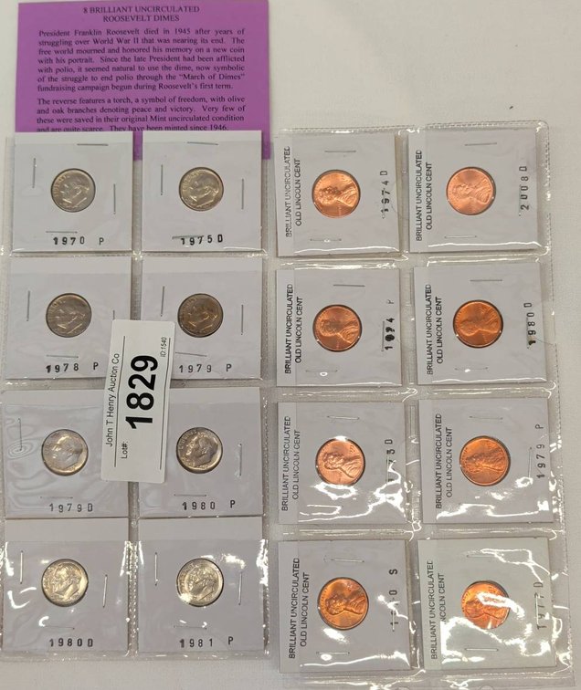Brilliant Uncirculated Dimes & Lincoln Cents Lot