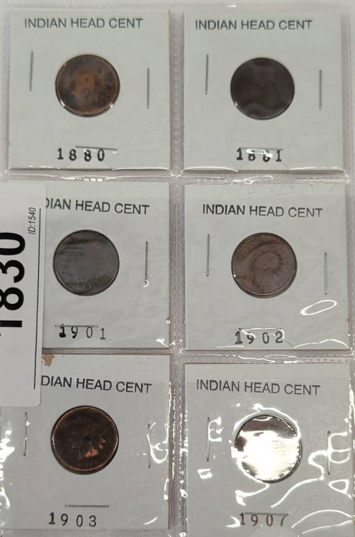 6 Indian Head Cents 1880-1907