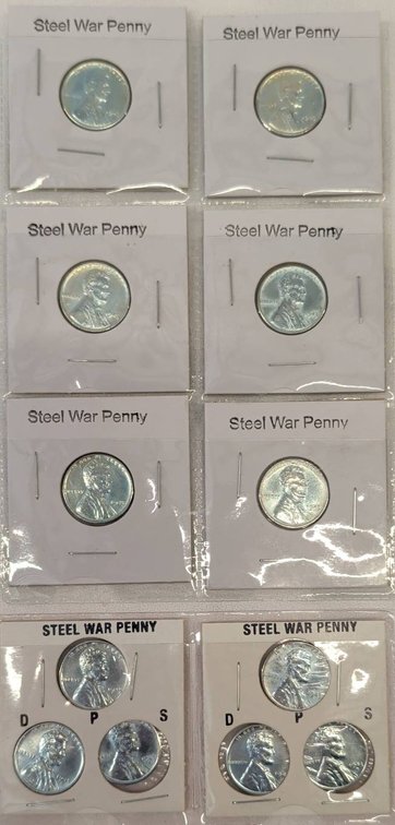 10 Steel War Pennies, Includes P D S Sets