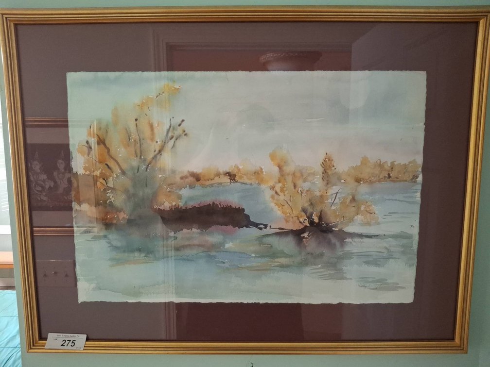Nancy Bremond Watercolor Landscape 30"×23" Framed