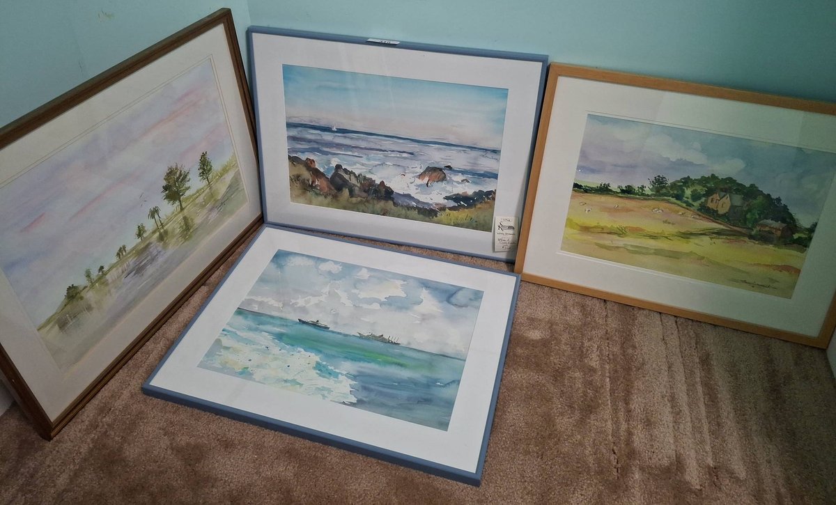 4 Nancy Brennand Watercolor Landscapes, Largest 28"×21"