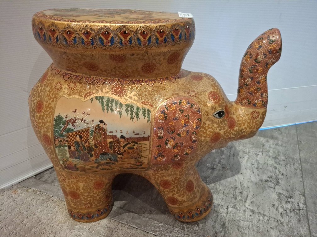 Ceramic Elephant Garden Stool 23"×9"×18"