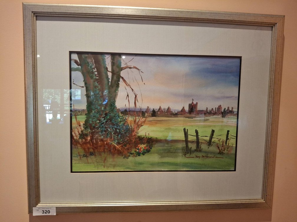 Nancey Bremand Framed Watercolor Landscape 31"×25"