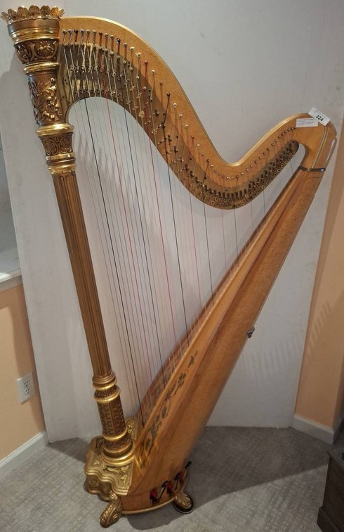 Lyon & Healy Ornate Pedal Harp, 38"×21"×70"