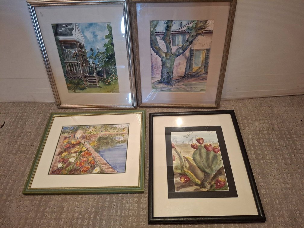 4 Nancy Bremond Watercolor Prints, 18"×22" Max