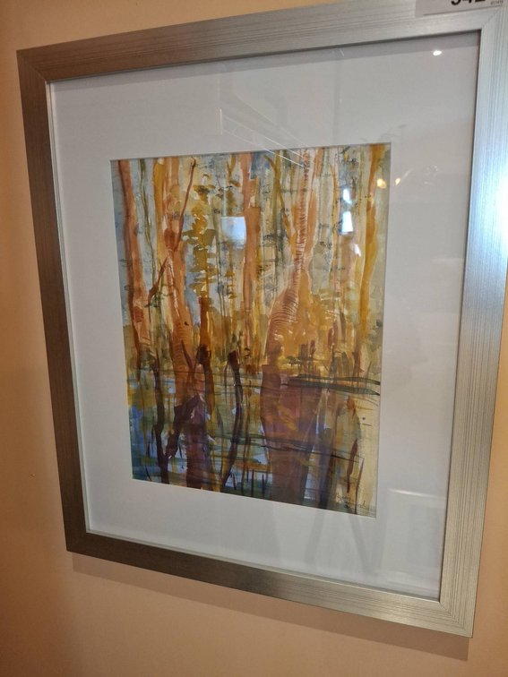 Nancy Bernard Framed Forest Watercolor 18"×22"