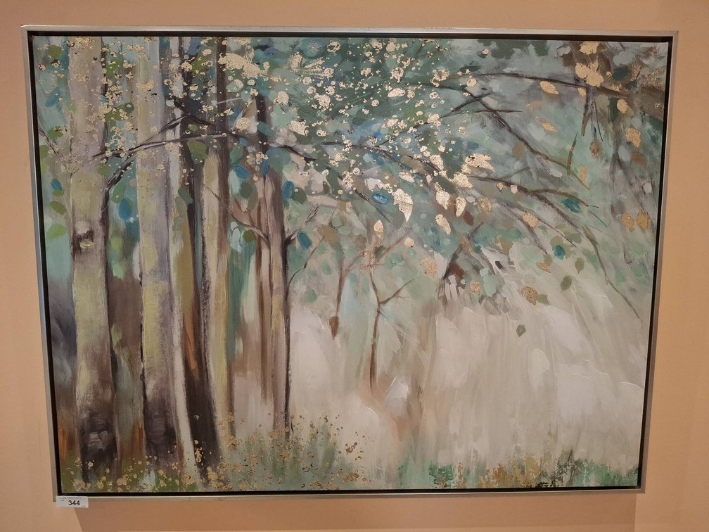 Large Framed Forest Scene Painting, 50"×38"