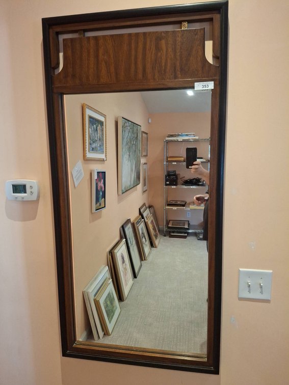 Large Wood Framed Wall Mirror, 28"×57"