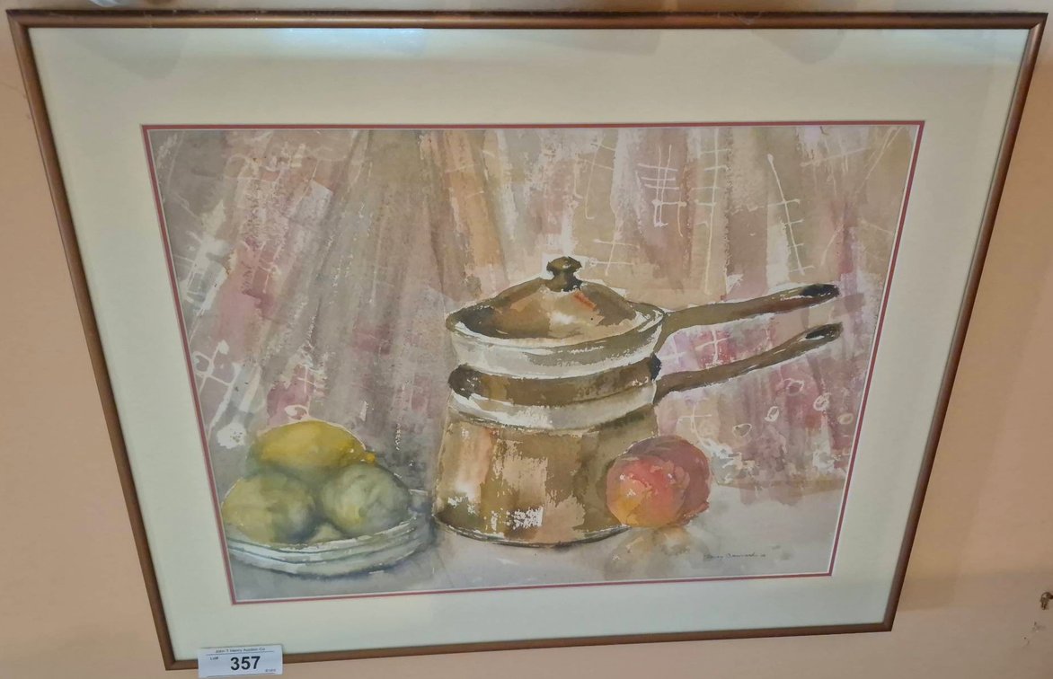 Nancy Brennand Still Life Watercolor, 24x19 Framed