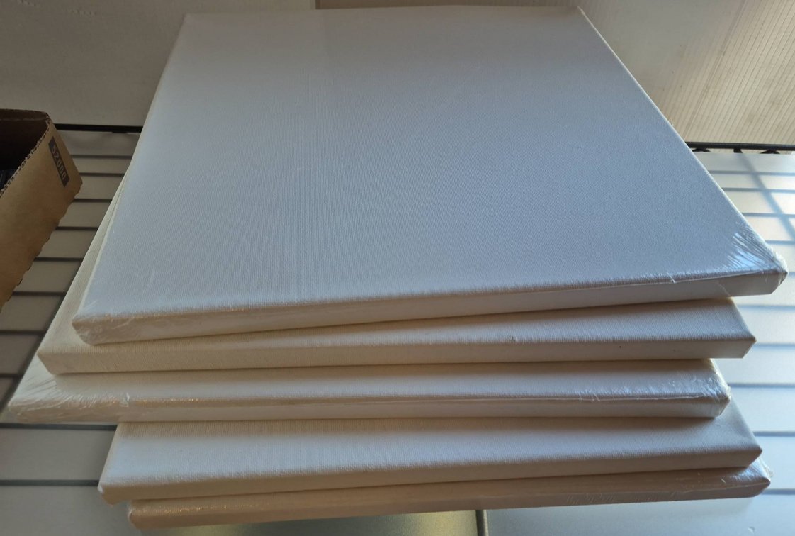Stack of 12x12 Inch Stretched Canvas Panels