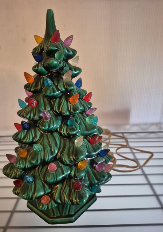 12" Ceramic Lighted Christmas Tree Decor