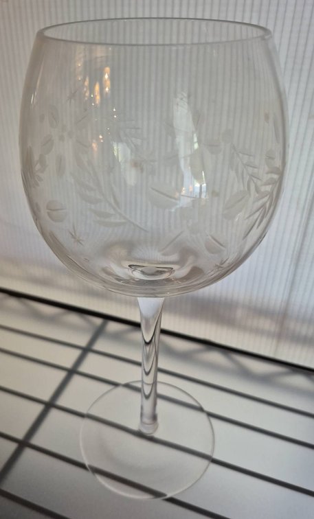 Etched Glass Goblets, 5" Tall, 6 Pieces