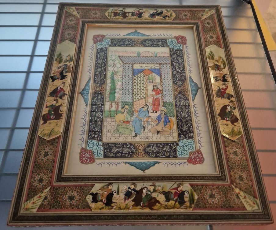 Framed Persian Miniature Painting on Paper