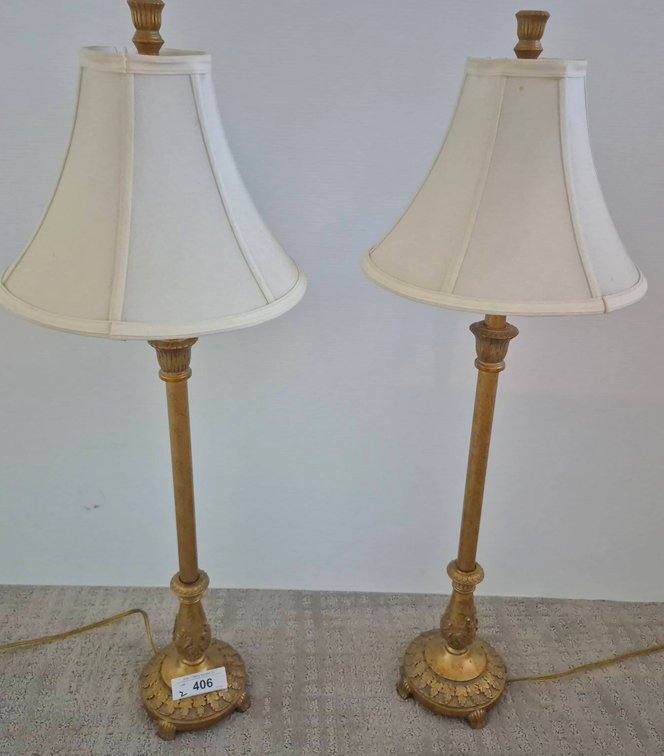 32" Gold Tone Table Lamps with Shades