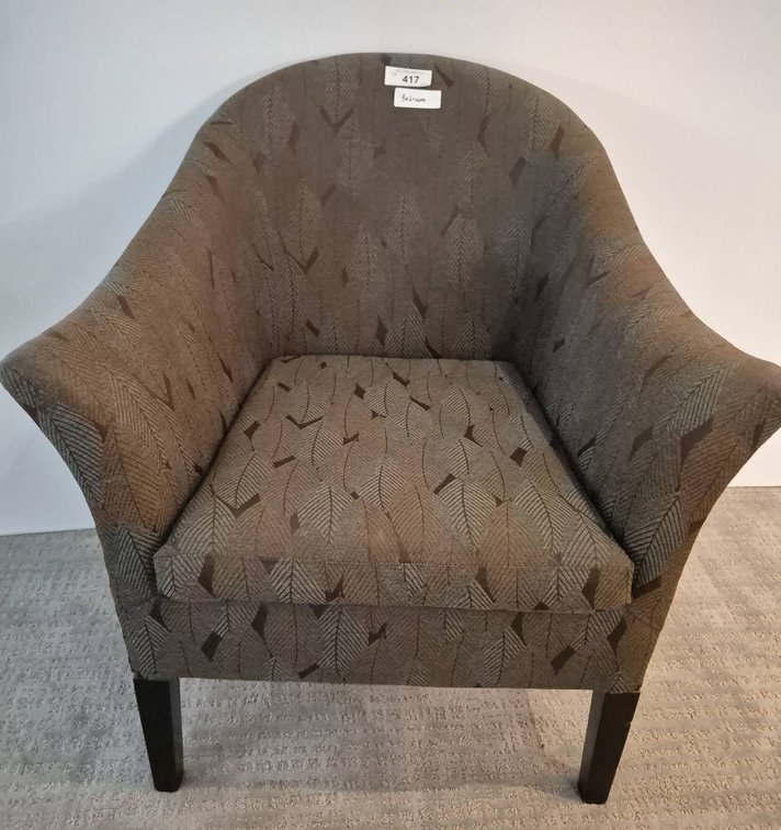 Upholstered Armchair With Leaf Pattern Fabric