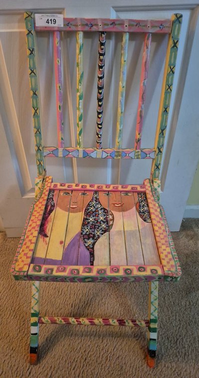 Hand Painted Folding Chair by Haldis
