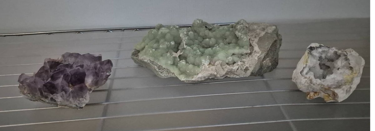 3 Mineral Specimens: Amethyst, Prehnite, Geode