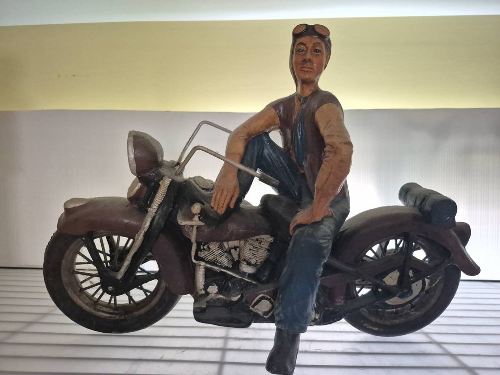 Resin Figurine Man On Motorcycle Model