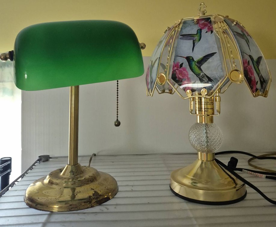 Table Lamps: Banker and Hummingbird