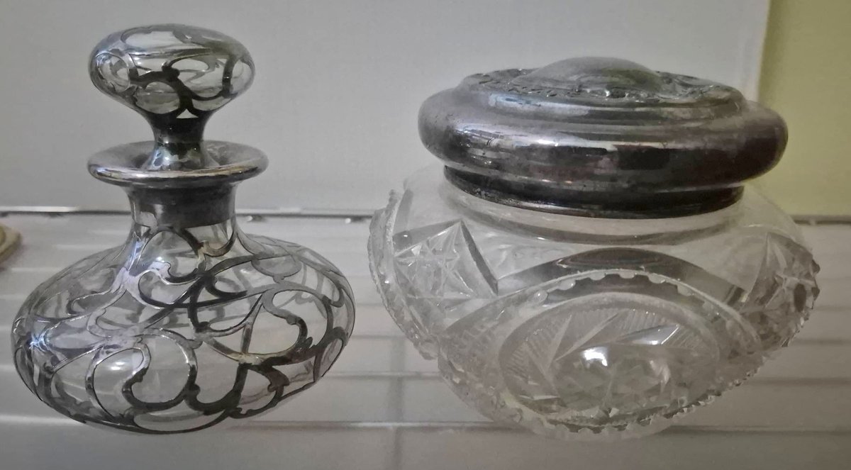 Glass Bottles with Silver Overlay