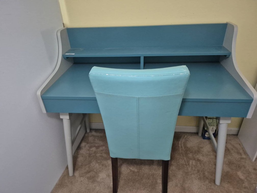 Blue Writing Desk With Matching Chair Set