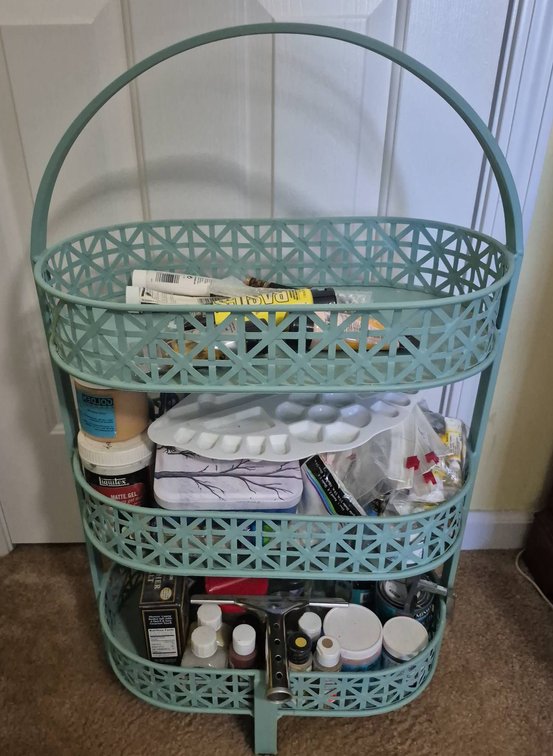 30in 3-Tier Metal Rack With Art Supplies