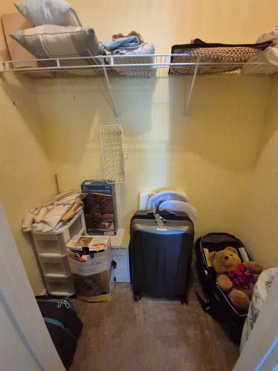 Closet Items With Luggage And Linens