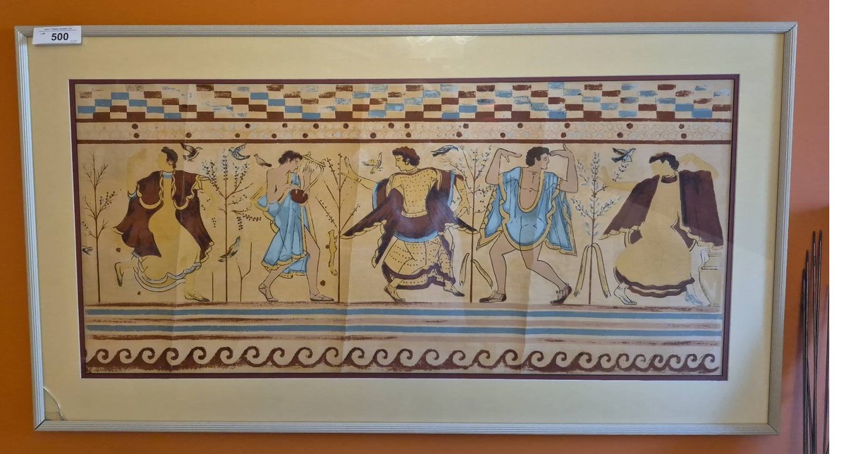 Framed Greek Style Print with Dance Motif