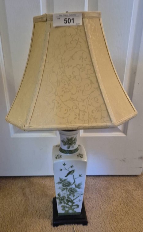 Porcelain Table Lamp with Shade, 30in Tall