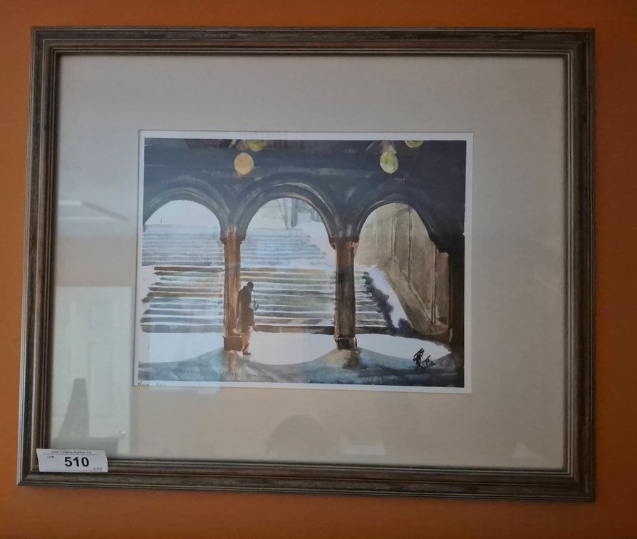 Framed Watercolor Artwork Signed Jia