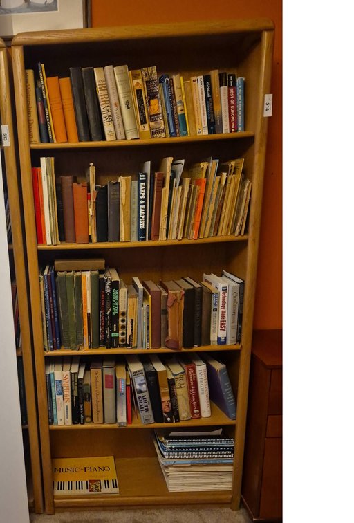 Bookshelf with Books and Sheet Music 32x10x72