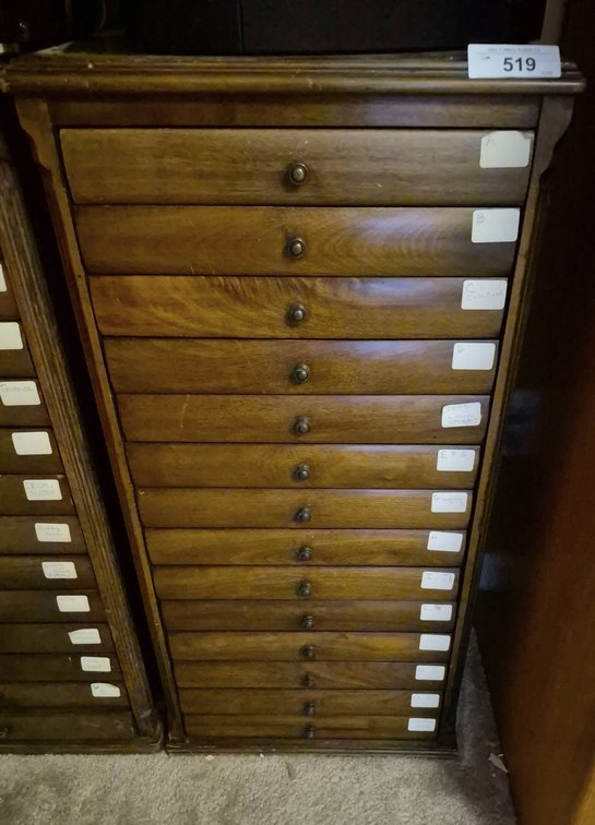 Wooden Multi-Drawer Record Cabinet 17x13x35"