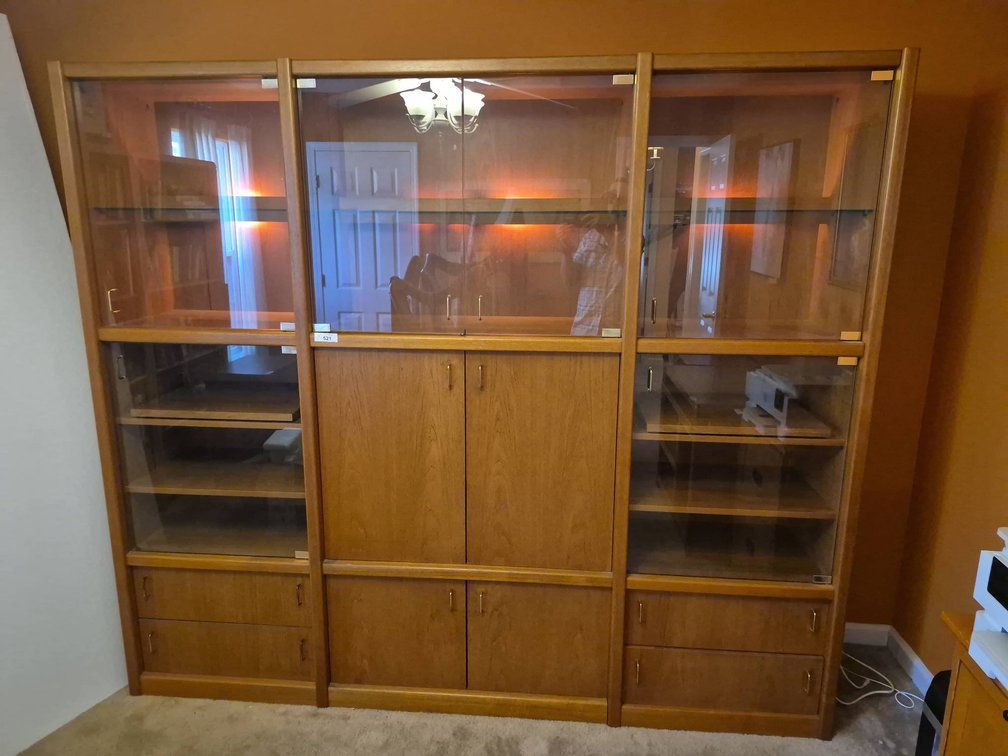 Maurice Villency Glass & Wood Wall Unit Cabinet*