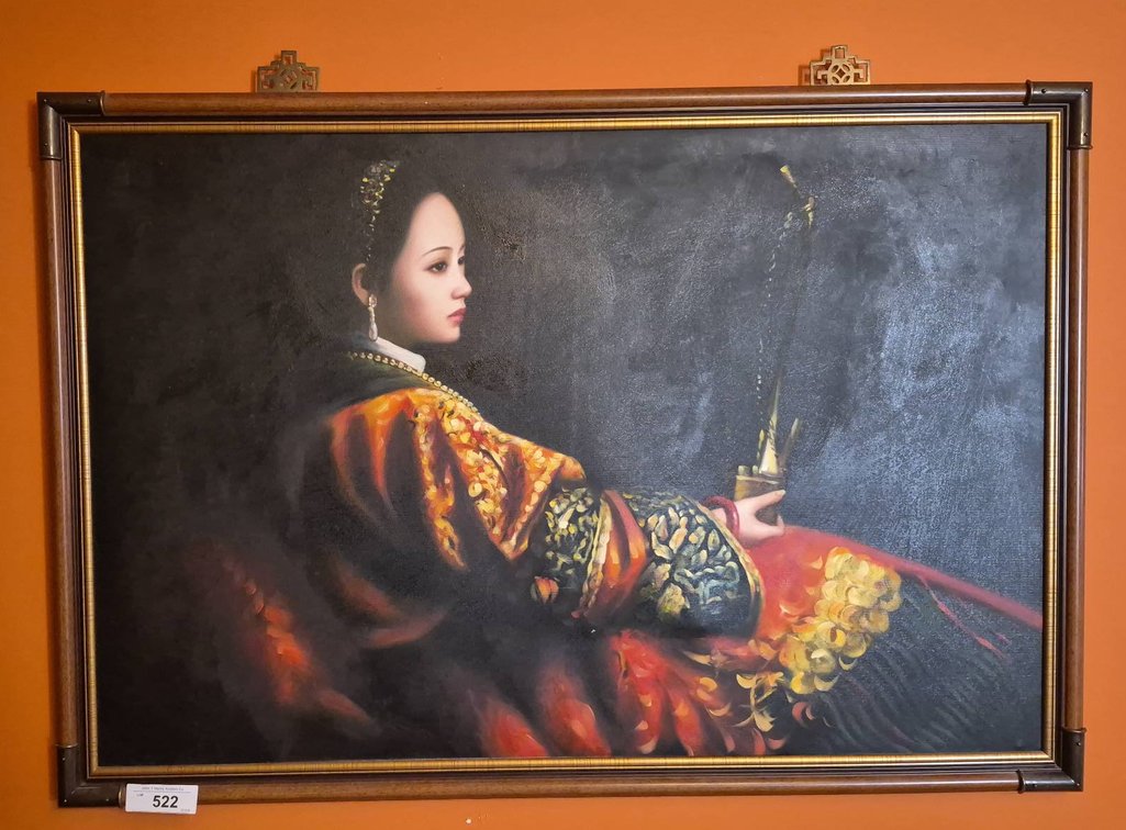 Framed Portrait Painting of Woman in Robe
