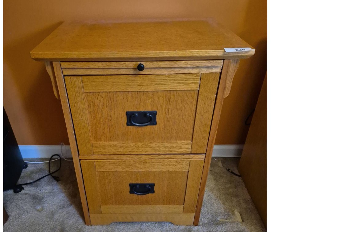 Wooden Two-Drawer File Cabinet with Black Pulls