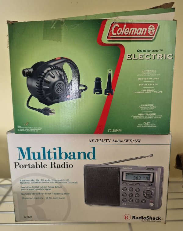 Coleman Air Pump & RadioShack Portable Radio