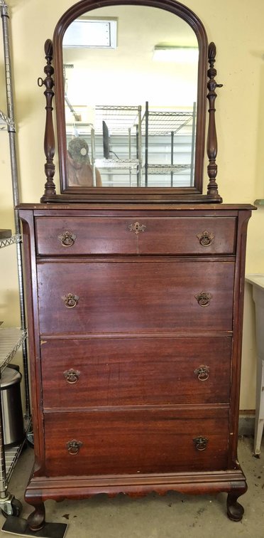 Wood Dresser With Mirror, 5 Drawers, 30x20x45