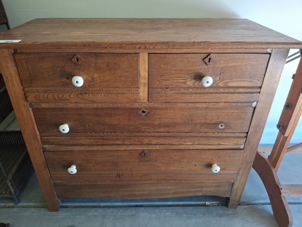 Wood 4-Drawer Dresser with White Knobs 36"×17"