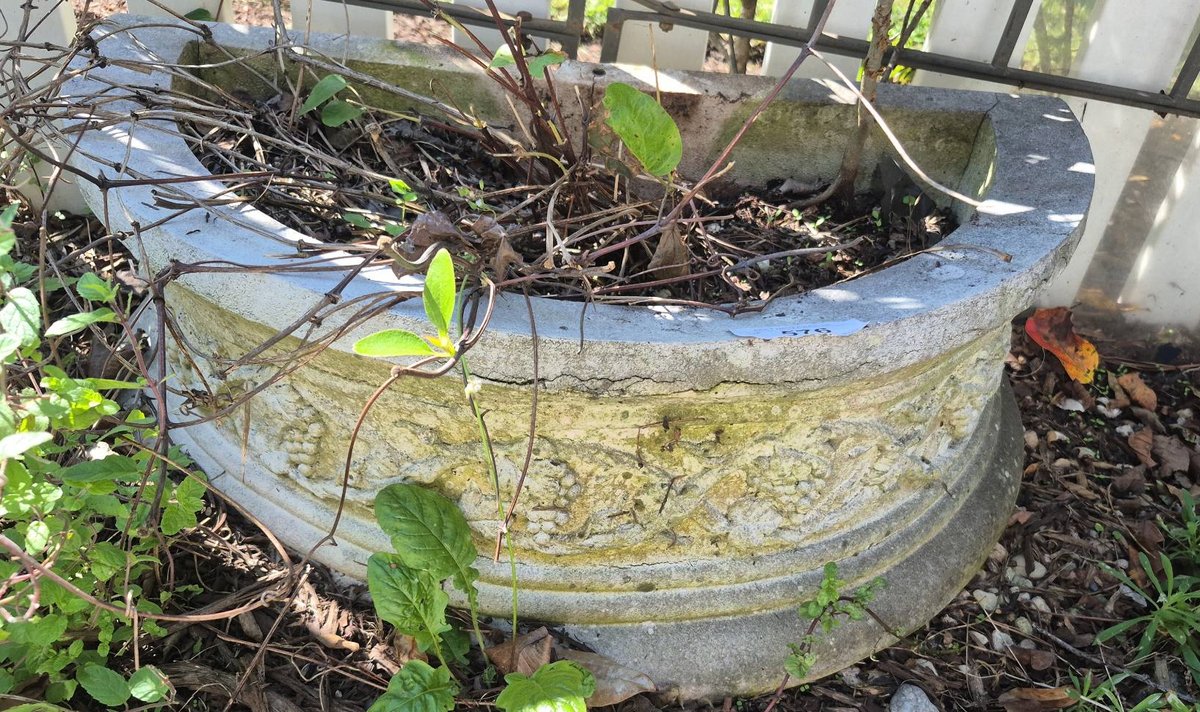 Composite Half Round Planter with Grape Motif