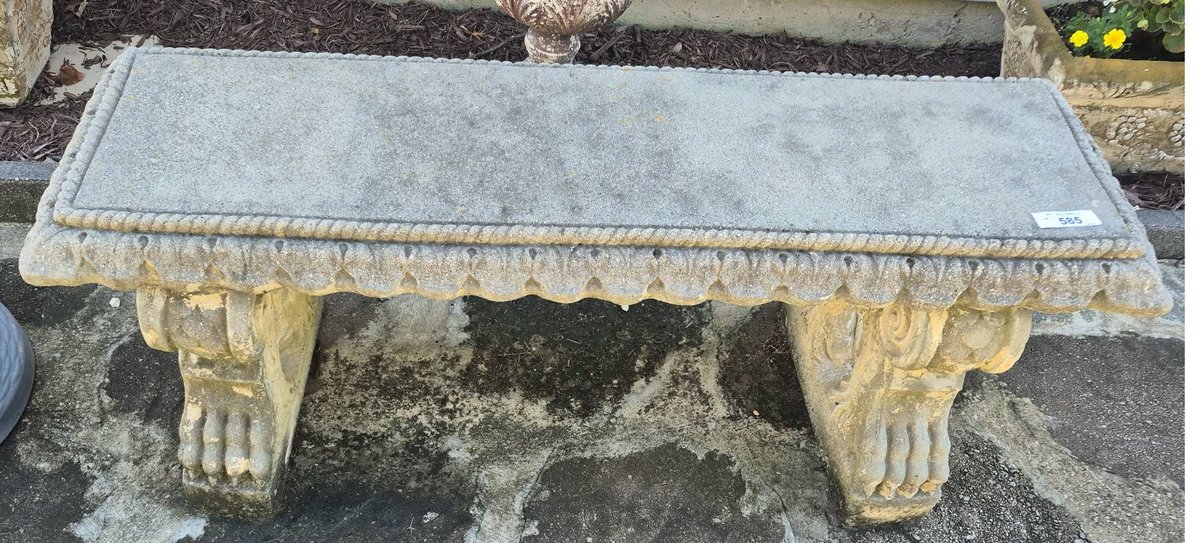 48in Decorative Concrete Outdoor Bench