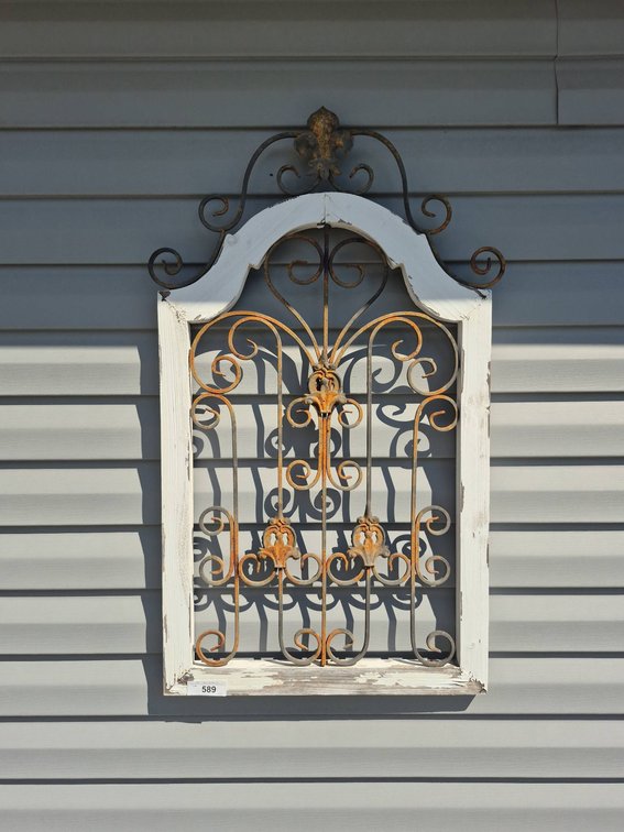 Decorative Iron and Wood Wall Grille Panel