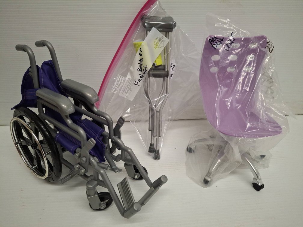 American girl Wheelchair, Crutches, and Shower Chair