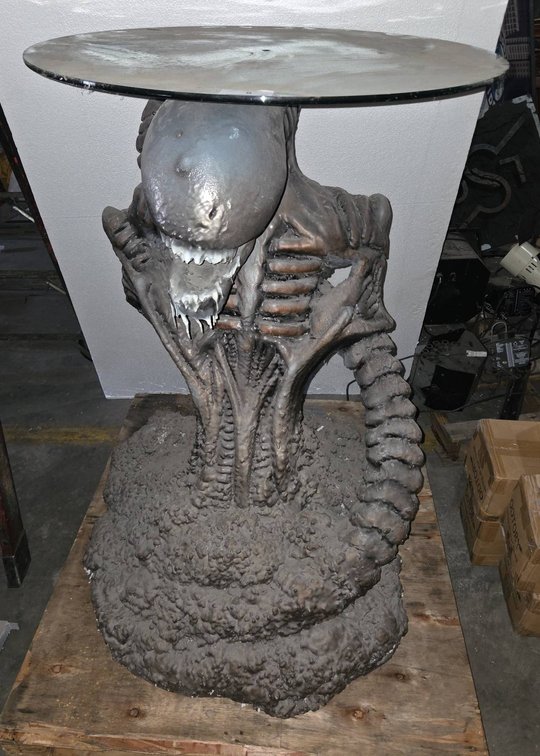 6-Alien Theme Glass Top Table, 47" Tall - Little Spider Creations Pickup