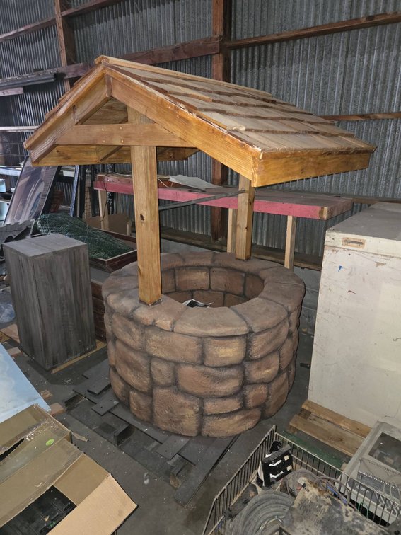 7-78" Tall Faux Stone Wishing Well with Roof - Little Spider Creations Pickup
