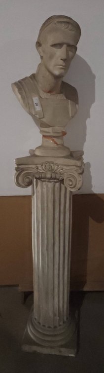 26-Plaster Roman Bust On Column Pedestal, 74" Tall - Little Spider Creations Pickup