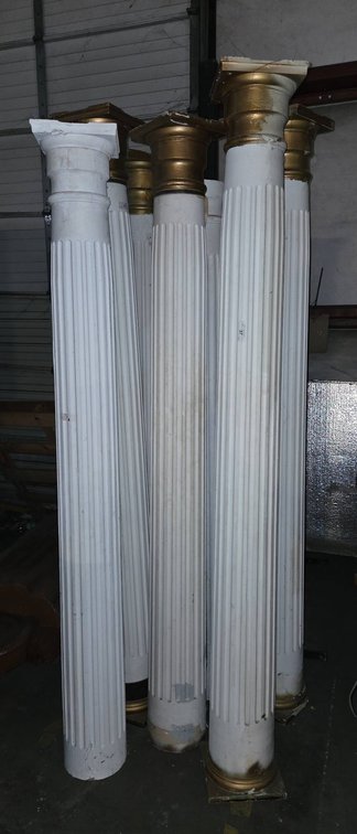 37-7 Fluted Columns, 96" Tall, Gold Accents - Little Spider Creations Pickup